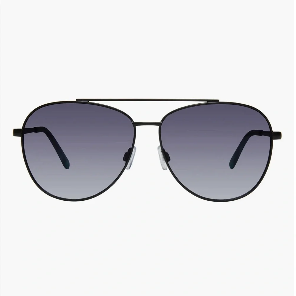 NWT KURT GEIGER LONDON 61mm Aviator Sunglasses Black Crystal Green/ Smoke
